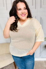 Load image into Gallery viewer, Can&#39;t Look Away Oatmeal Crochet Collared Top
