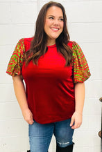 Load image into Gallery viewer, Warmest Wishes Red &amp; Green Sequin Puff Sleeve Velvet Top
