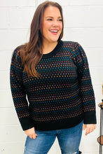 Load image into Gallery viewer, Spread Joy Black &amp; Multicolor Jacquard Knit Sweater
