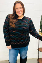 Load image into Gallery viewer, Spread Joy Black &amp; Multicolor Jacquard Knit Sweater
