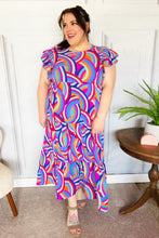 Load image into Gallery viewer, Feel Your Best Purple Abstract Print Smocked Ruffle Sleeve Maxi Dress
