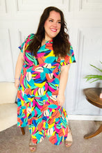 Load image into Gallery viewer, Be Bold Multicolor Abstract Tropical Print Smocked Waist Maxi Dress
