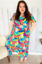 Load image into Gallery viewer, Be Bold Multicolor Abstract Tropical Print Smocked Waist Maxi Dress
