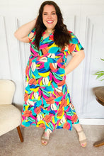 Load image into Gallery viewer, Be Bold Multicolor Abstract Tropical Print Smocked Waist Maxi Dress
