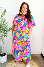 Load image into Gallery viewer, Tropical Trance Fuchsia Floral Smocked Waist Maxi Dress
