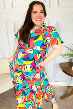 Load image into Gallery viewer, Be Bold Multicolor Abstract Tropical Print Smocked Waist Maxi Dress
