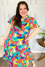 Load image into Gallery viewer, Be Bold Multicolor Abstract Tropical Print Smocked Waist Maxi Dress
