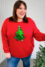 Load image into Gallery viewer, More The Merrier Red Sequin Christmas Tree Hacci Top
