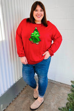 Load image into Gallery viewer, More The Merrier Red Sequin Christmas Tree Hacci Top
