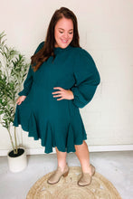 Load image into Gallery viewer, Love Found Hunter Green Mock Neck Godet Woven Dress
