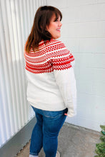 Load image into Gallery viewer, Feeling Festive Ivory &amp; Red Fair Isle Mock Neck Sweater
