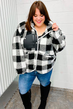 Load image into Gallery viewer, It&#39;s Your Best Black &amp; Ivory Plaid Sherpa Button Down Jacket
