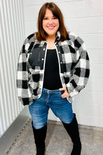 Load image into Gallery viewer, It&#39;s Your Best Black &amp; Ivory Plaid Sherpa Button Down Jacket
