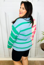 Load image into Gallery viewer, Perfectly Poised Blush &amp; Blue Stripe Color Block Knit Sweater
