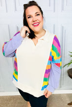 Load image into Gallery viewer, Feeling Bold Lilac Multicolor Stripe Collared V Neck Pullover
