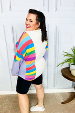 Load image into Gallery viewer, Feeling Bold Lilac Multicolor Stripe Collared V Neck Pullover
