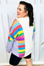 Load image into Gallery viewer, Feeling Bold Lilac Multicolor Stripe Collared V Neck Pullover
