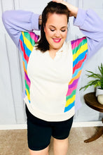 Load image into Gallery viewer, Feeling Bold Lilac Multicolor Stripe Collared V Neck Pullover
