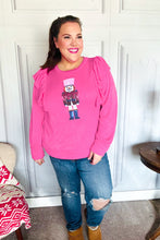 Load image into Gallery viewer, Holiday Hot Pink Sequin Nutcracker Ruffle Hacci Sweater
