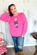 Load image into Gallery viewer, Holiday Hot Pink Sequin Nutcracker Ruffle Hacci Sweater
