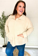 Load image into Gallery viewer, Easy Living Oatmeal Textured Knit Notch Neck Oversized Collar Sweater
