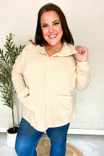 Load image into Gallery viewer, Easy Living Oatmeal Textured Knit Notch Neck Oversized Collar Sweater
