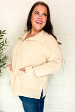 Load image into Gallery viewer, Easy Living Oatmeal Textured Knit Notch Neck Oversized Collar Sweater
