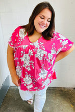 Load image into Gallery viewer, Fuchsia Floral V Neck Dolman Top
