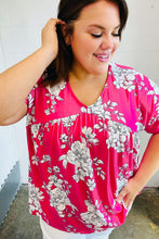 Load image into Gallery viewer, Fuchsia Floral V Neck Dolman Top
