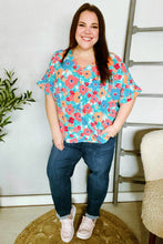 Load image into Gallery viewer, Under Your Spell Mint Flat Floral V Neck Dolman Top
