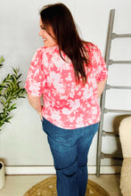 Load image into Gallery viewer, Spring Vibes Coral Wavy Rib Puff Short Sleeves Floral Top
