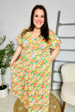 Load image into Gallery viewer, Hello Beautiful Sage Elastic V Neck Tiered Daisy Floral Maxi Dress
