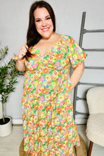 Load image into Gallery viewer, Hello Beautiful Sage Elastic V Neck Tiered Daisy Floral Maxi Dress
