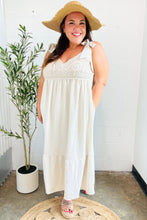 Load image into Gallery viewer, Feeling Your Best Oatmeal Crochet Lace Babydoll Maxi Dress
