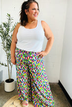 Load image into Gallery viewer, Stand Out Navy &amp; Green Abstract Print Smocked Waist Palazzo Pants
