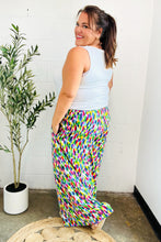 Load image into Gallery viewer, Stand Out Navy &amp; Green Abstract Print Smocked Waist Palazzo Pants
