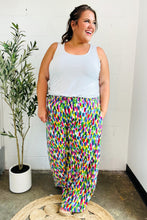 Load image into Gallery viewer, Stand Out Navy &amp; Green Abstract Print Smocked Waist Palazzo Pants
