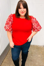 Load image into Gallery viewer, Come To Me Red Sequin Puff Short Sleeve Top
