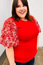 Load image into Gallery viewer, Come To Me Red Sequin Puff Short Sleeve Top
