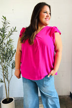 Load image into Gallery viewer, Summer Days Fuchsia Banded V Neck Flutter Sleeve Top
