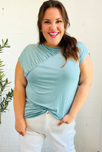 Load image into Gallery viewer, Charming in Aqua Asymmetrical Shirred Modal Top
