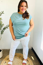 Load image into Gallery viewer, Charming in Aqua Asymmetrical Shirred Modal Top
