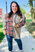 Load image into Gallery viewer, Make A Statement Rust &amp; Taupe Plaid Color Block Shacket
