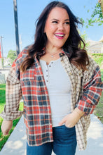 Load image into Gallery viewer, Make A Statement Rust &amp; Taupe Plaid Color Block Shacket
