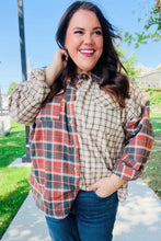 Load image into Gallery viewer, Make A Statement Rust &amp; Taupe Plaid Color Block Shacket
