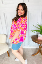 Load image into Gallery viewer, Feel Your Best Fuchsia Orange Floral Print Frill Mock Neck Top
