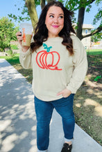 Load image into Gallery viewer, Pumpkin Spice Metallic Yarn Embroidered Oversized Sweater
