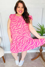 Load image into Gallery viewer, Remember Me Pink Zebra Print Tiered Ruffle Sleeve Woven Dress
