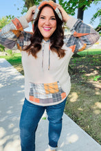 Load image into Gallery viewer, Autum Vibes Orange &amp; Taupe Plaid Terry Kangaroo Pocket Hoodie
