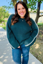 Load image into Gallery viewer, Fall Vibes Hunter Green Rib Knit Large Stitch Oversized Sweater
